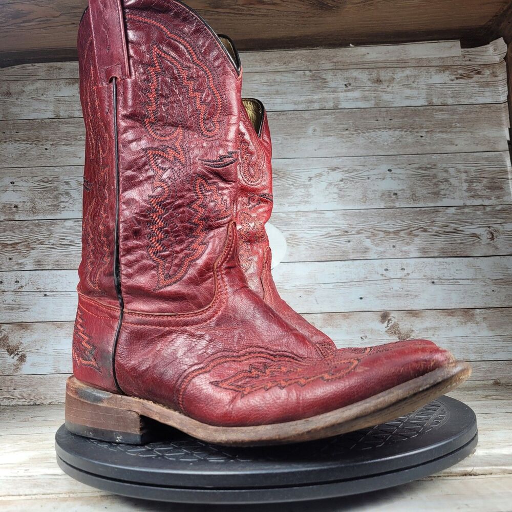 Lagrange Men Size 8.5 Western Red Cowboy Pull On Boots